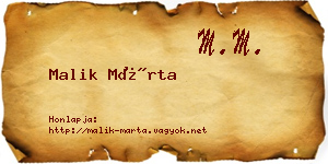 Malik Márta névjegykártya
