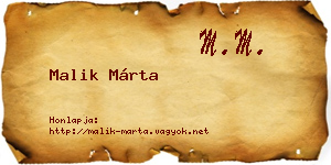 Malik Márta névjegykártya